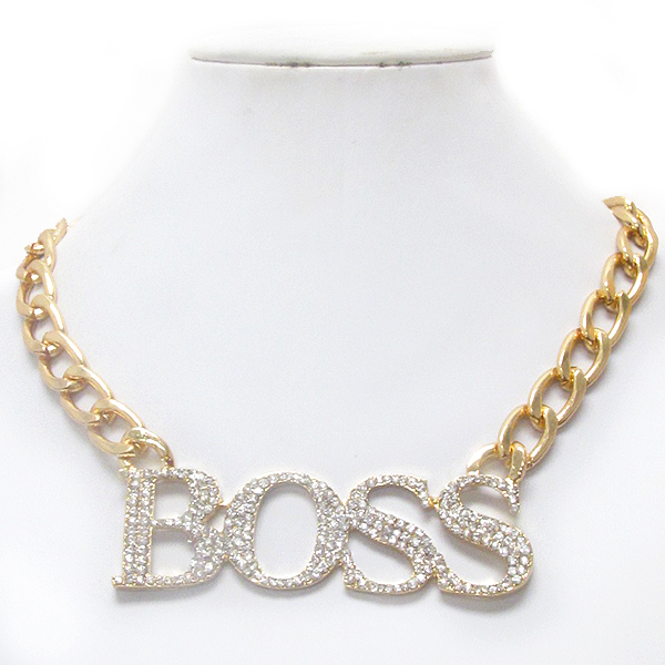 Fine crystal boss pendant and chain necklace