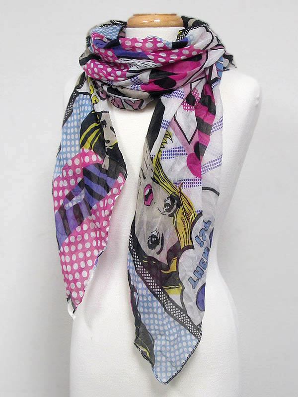 Comics print polyester scarf