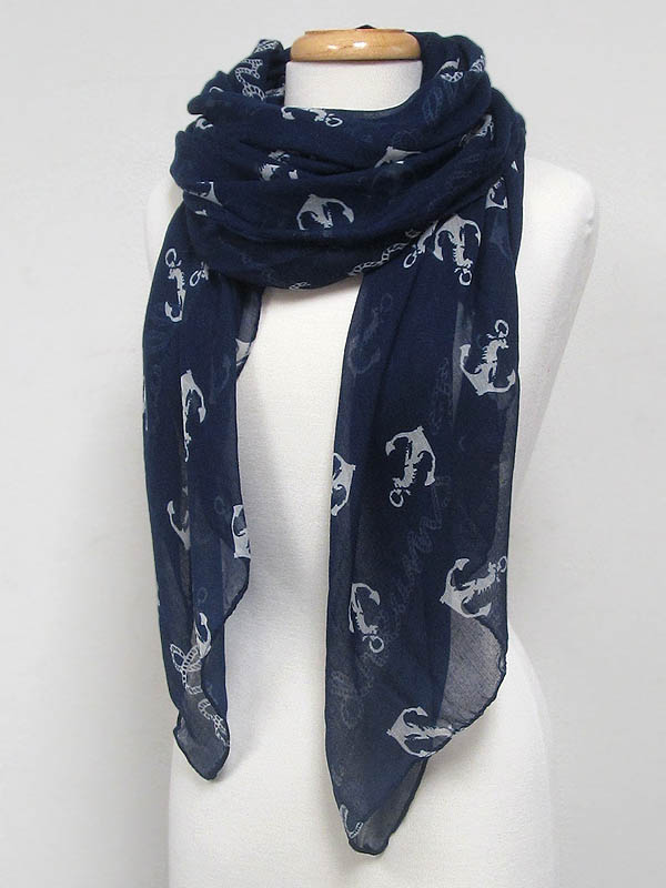 Multi anchor print viscose scarf - follow your season