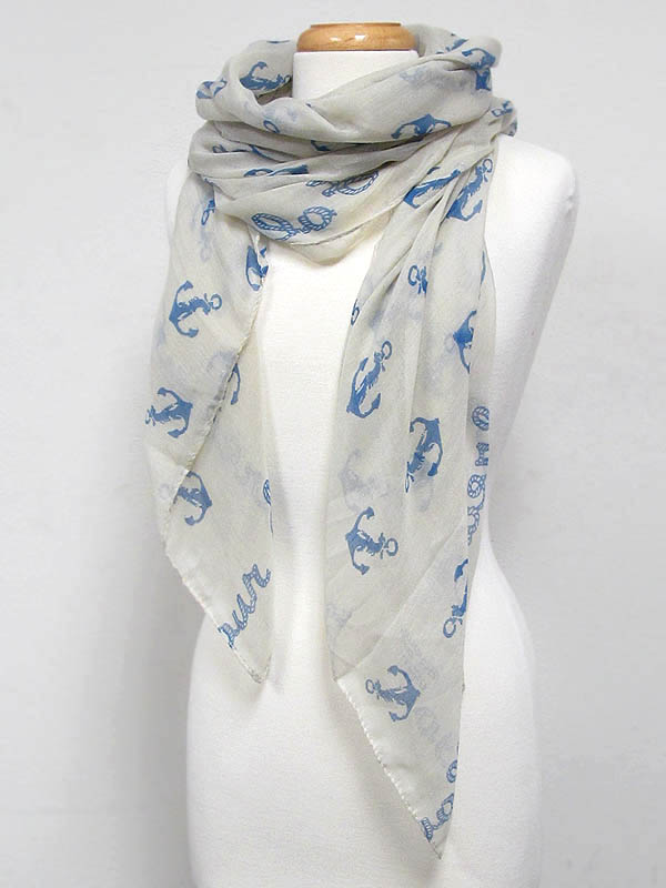 Multi anchor print viscose scarf - follow your season