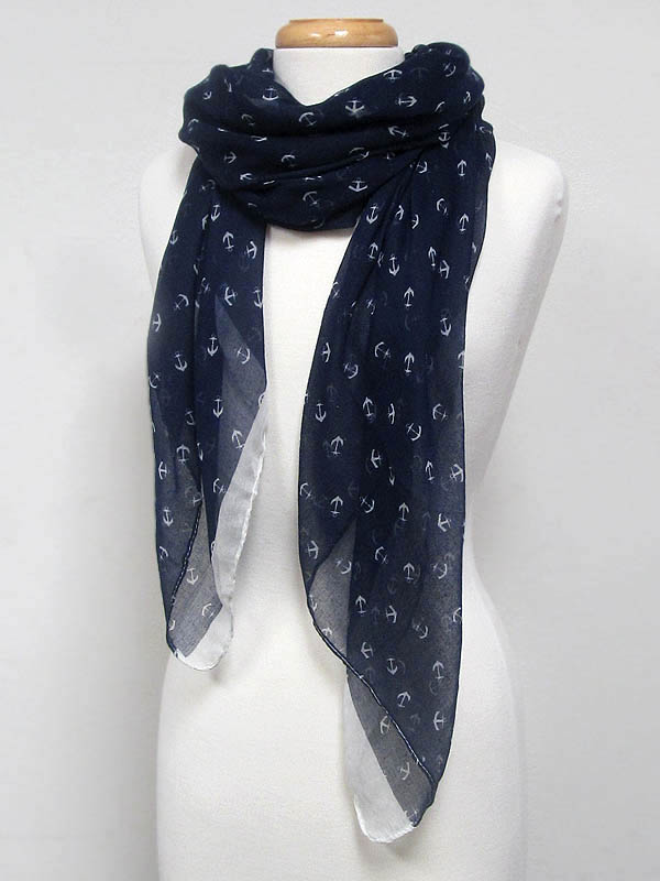 Multi anchor print viscose scarf