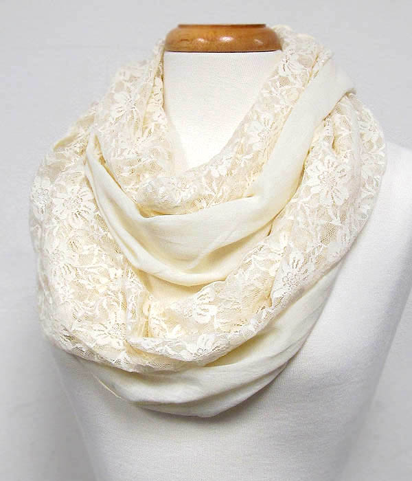 Cotton and viscose mix flower lace infinity scarf