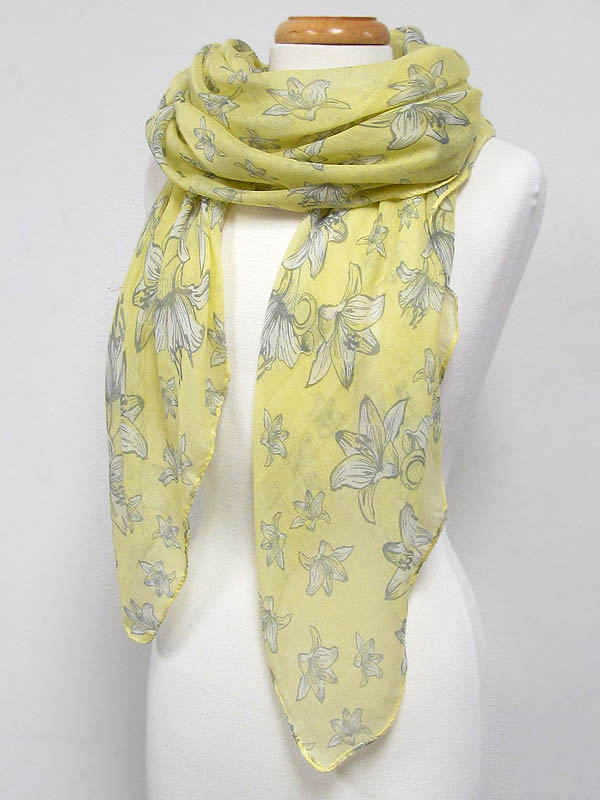 Multi flower print polyester scarf