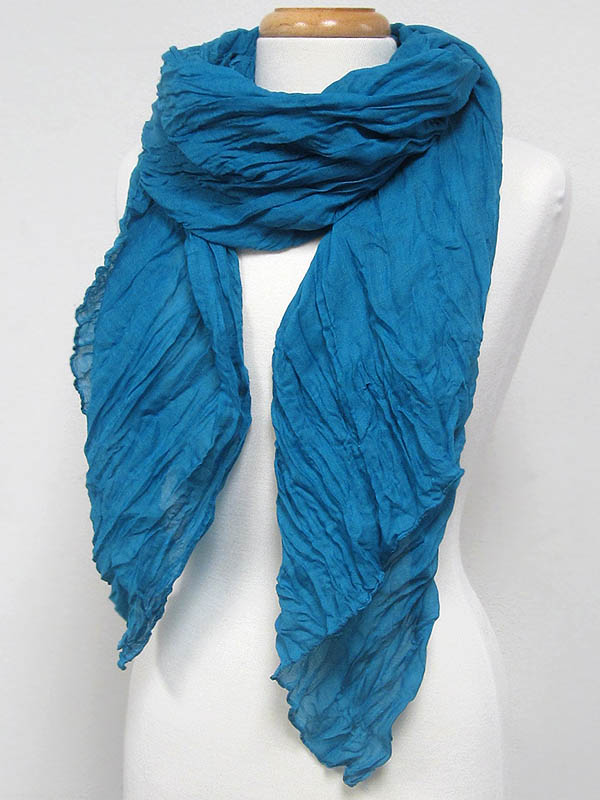 Plain color polyester wrinkled scarf