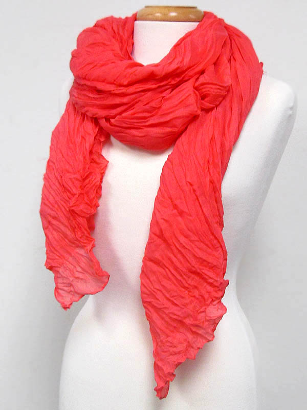 Plain color polyester wrinkled scarf