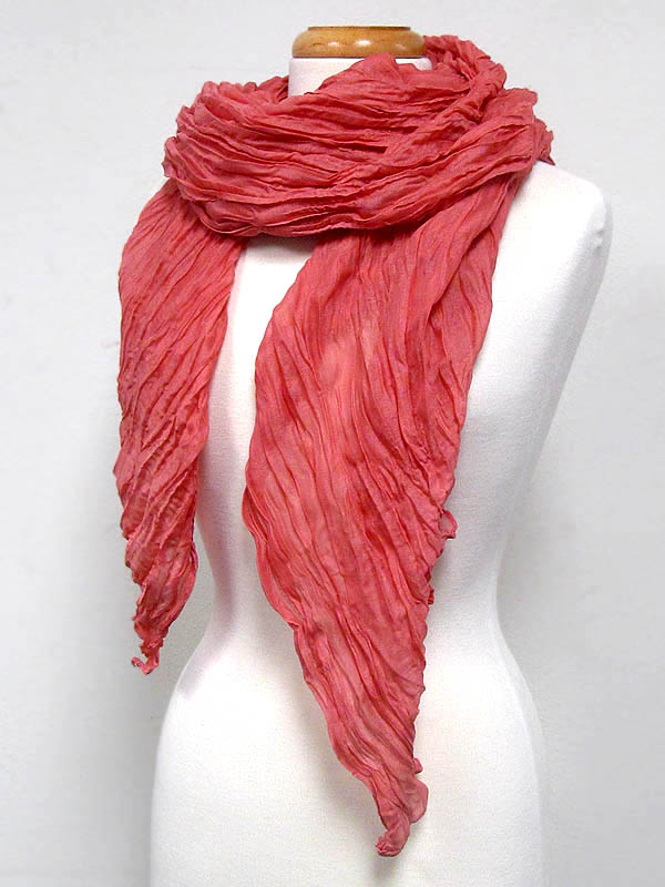 Plain color polyester wrinkled scarf