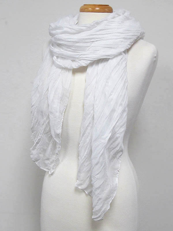 Plain color polyester wrinkled scarf