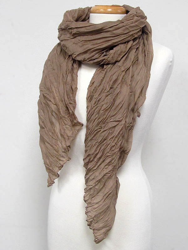 Plain color polyester wrinkled scarf