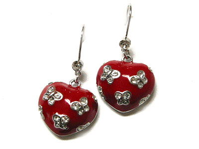 Butterfly on epoxy heart earring