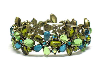 Swarovski crystal and glass flower stretch bracelet