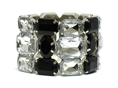 Three row large epoxy stone stretch bracelet