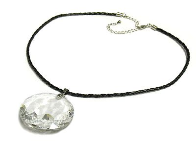 Round cut large crystal necklace