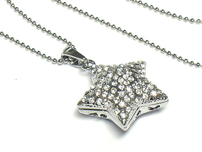 Puff belly crystal star necklace