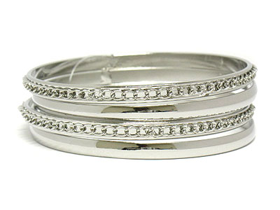 Four slim metal bangle bracelet set