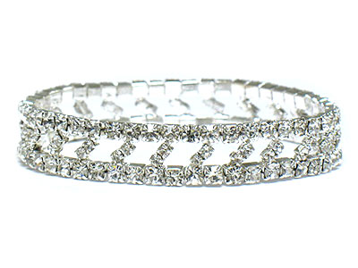 Double line rhinestone stretch bracelet