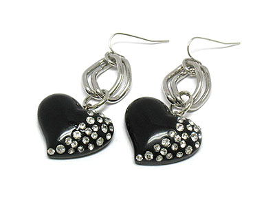 Crystal and acrylic heart earring