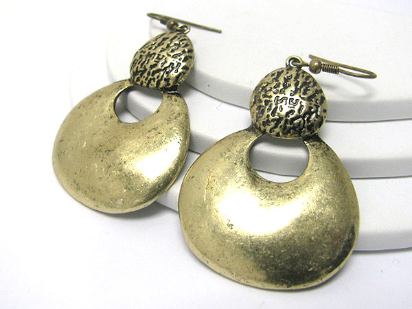 Burnish antique metal hobo disk earring