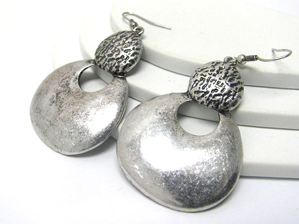 Burnish antique metal hobo disk earring