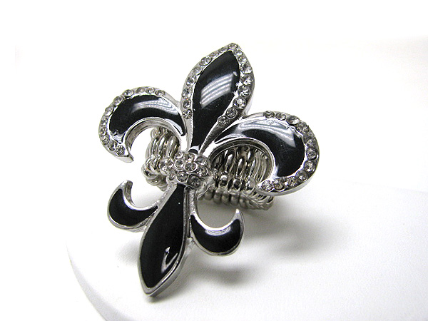 Crystal stud fleur de lis stretch ring