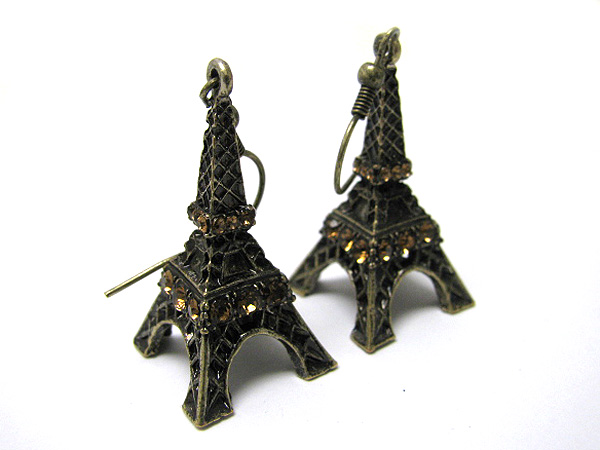 Crystal stud elfel tower earring