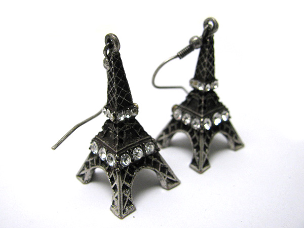 Crystal stud elfel tower earring