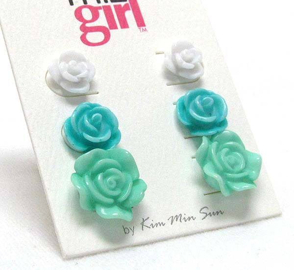 Acryl flower -three pair earring set