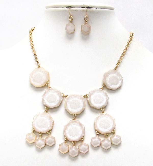 Designer style multi facet cut glass bubble necklace earring set