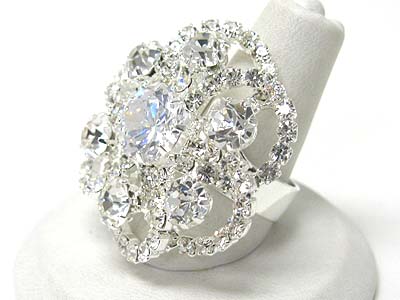 Rhine stone and crystal deco adjustable size ring