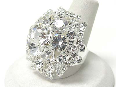 Rhine stone and crystal deco adjustable size ring