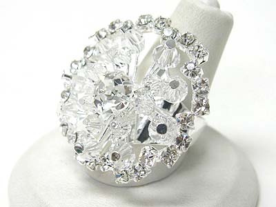 Rhine stone and crystal deco adjustable size ring