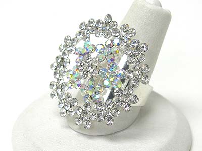 Rhine stone and crystal deco adjustable size ring