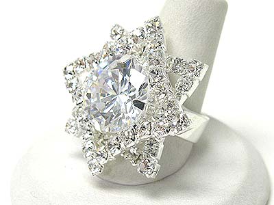 Rhine stone and crystal deco adjustable size ring