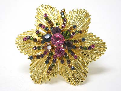 Crystal deco flower brooch