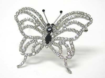 Crystal stud butterfly brooch