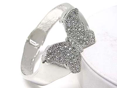 Crystal stud butterfly top metal hinge bangle