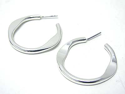 Half flat metal hoop earring - hoops