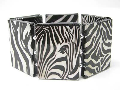 Paper art work wood stretch bracelet - zebra theme