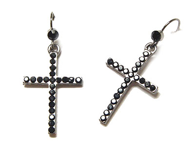 Crystal cross earring