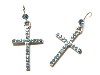 Crystal cross earring