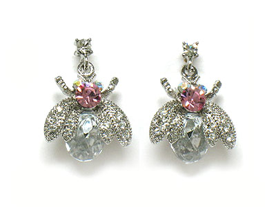 Made in korea whitegold plating crystal bee earring