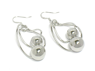 Dual metal ball drop earring