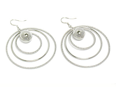 Metal ball and triple hoop earring - hoops