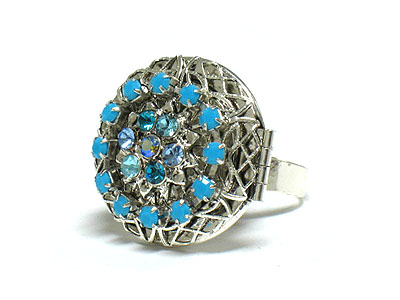 Crystal deco locket fashion ring - adjustable