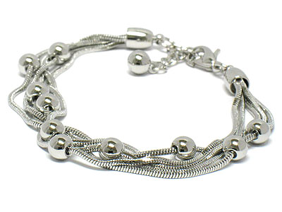 Metal ball and multi layer chain bracelet