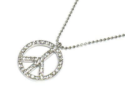 Peace symbol crystal necklace