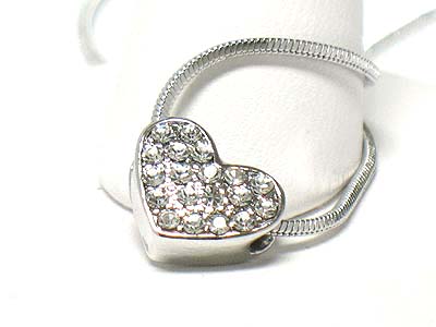 Made in korea whitegold plating crystal small heart necklace -valentine