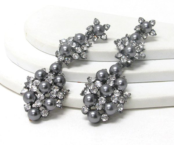 Multi pearl and crystal deco drop earring