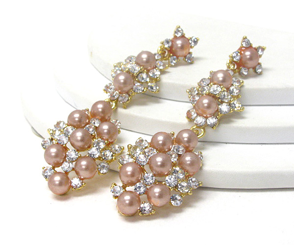 Multi pearl and crystal deco drop earring