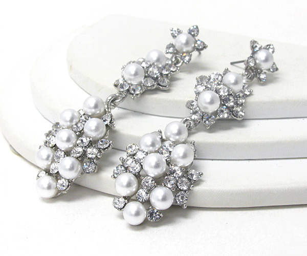 Multi pearl and crystal deco drop earring