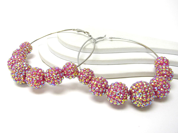 3.5 inch hoop crystal fireball basketball wives inspired earring - hoops